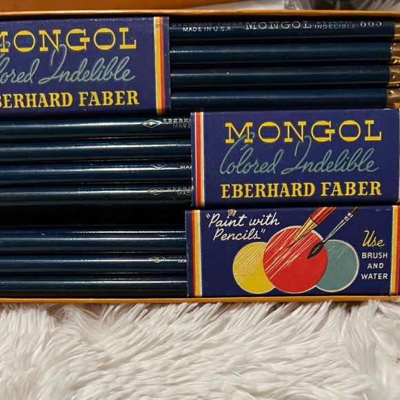 Vintage Eberhard Faber Mongol 865 Round~ Dark Blue 34 Pencils~ Unsharpened~USA - Picture 6 of 15